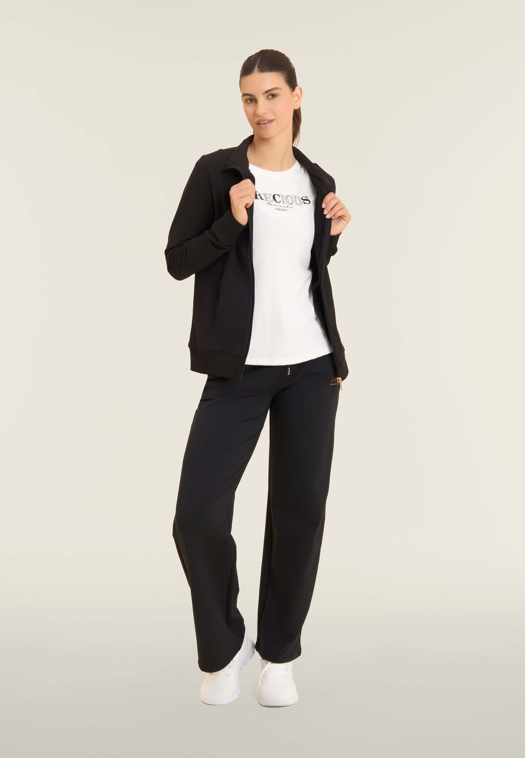 freddy-pantalon-wide-leg-femme-molleton-logo-strass-bicolore image 2