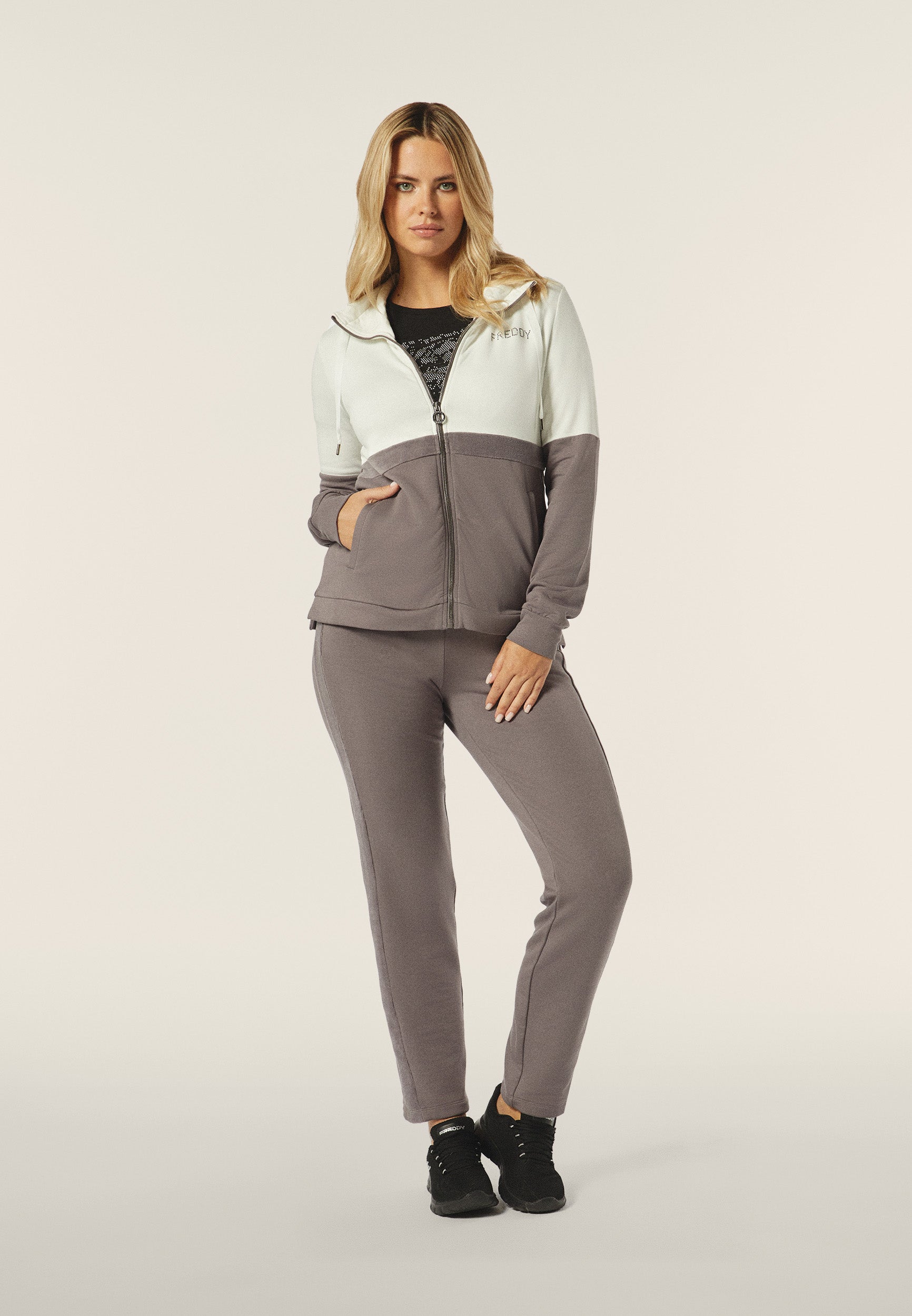 freddy-felpa-zip-femme-col-montant-bande-velours image 2