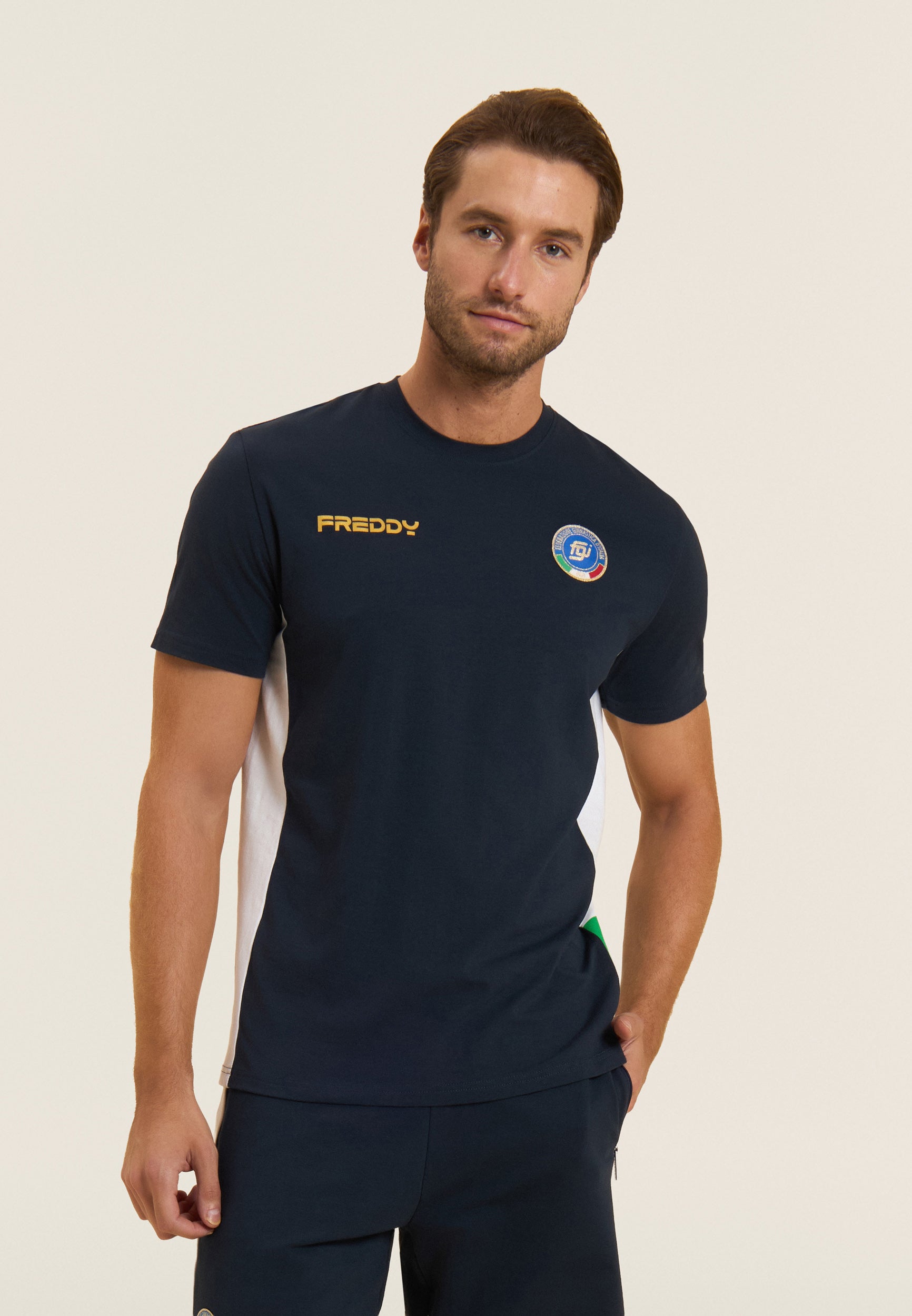 freddy-t-shirt-homme-italia-fgi-bleu-jersey-stretch image 1