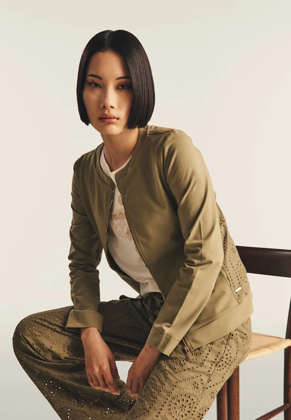 freddy-felpa-sweat-femme-zip-broderie-sangallo-regular-fit image 1