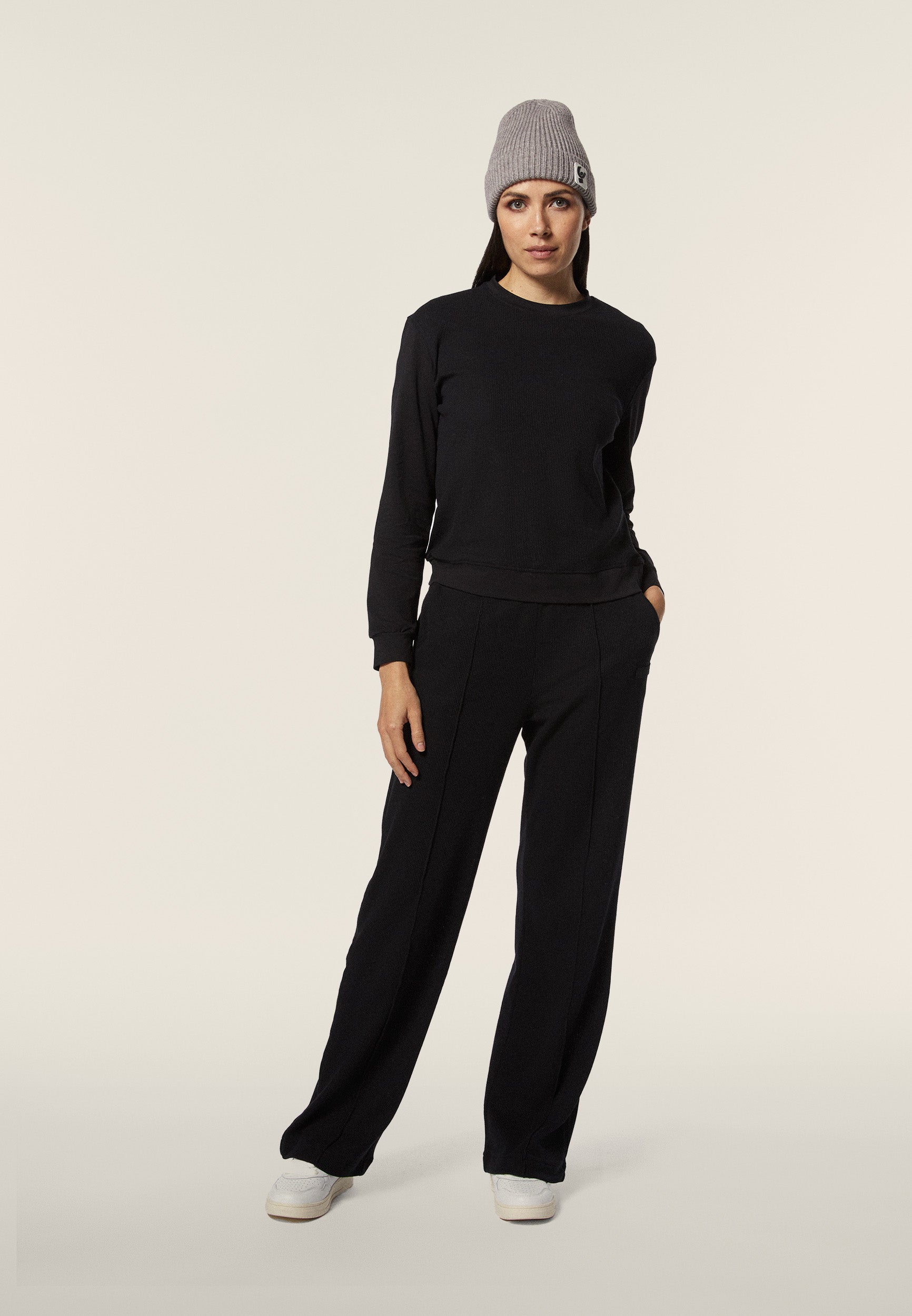 freddy-sweat-femme-col-rond-oversize-jersey-waffle image 2