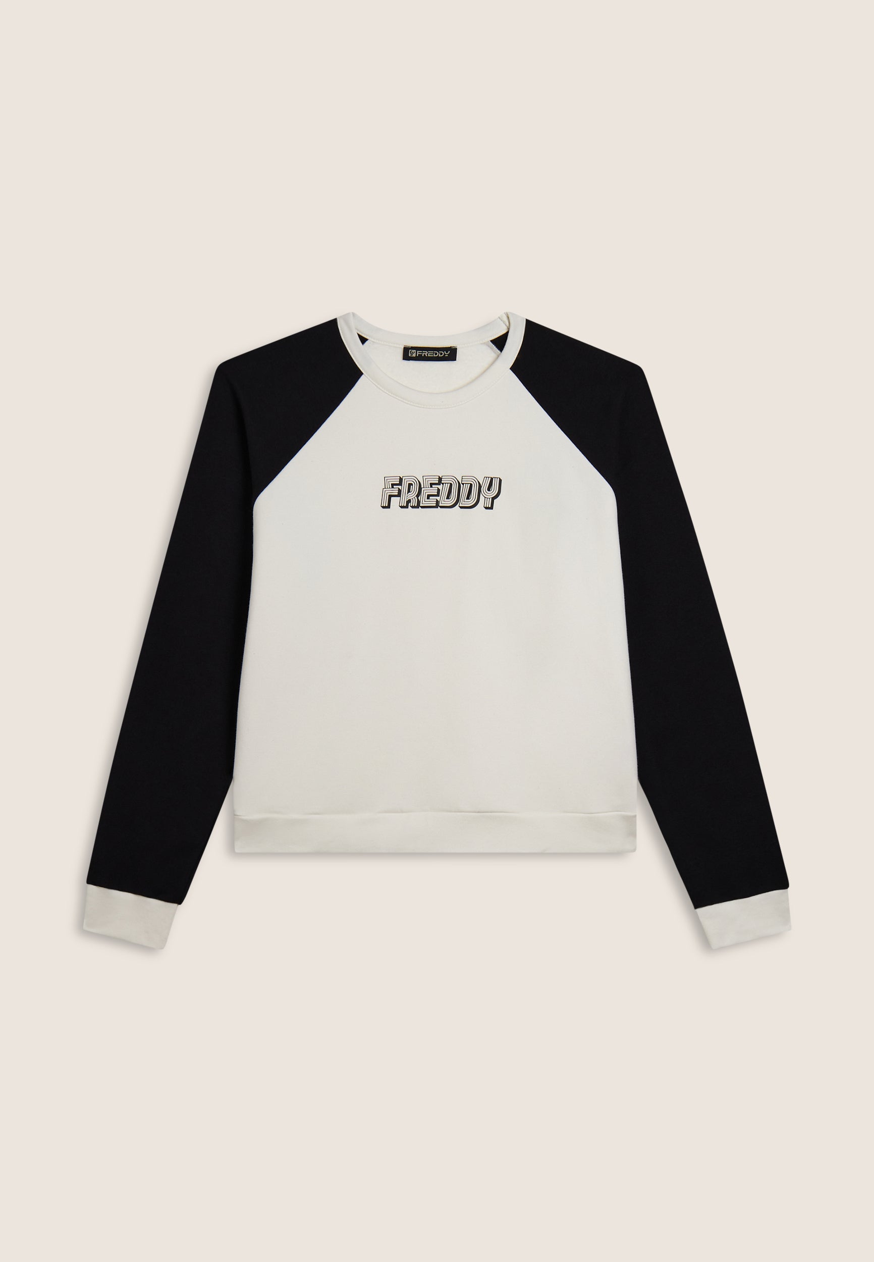freddy-sweat-cropped-bicolore-manches-raglan-noir-blanc image 5
