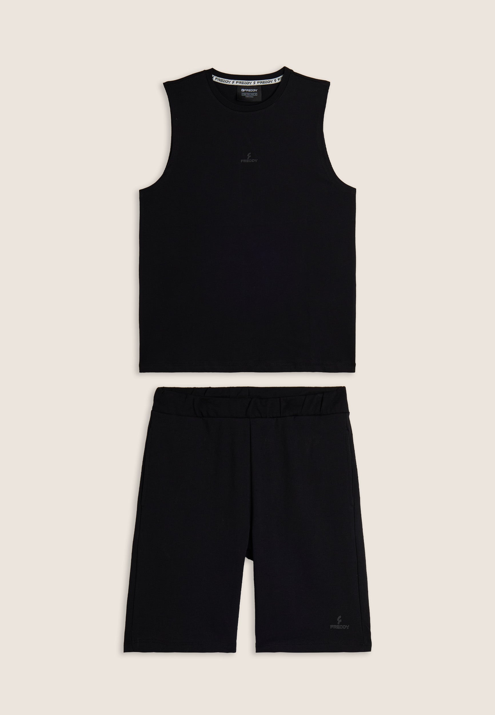 freddy-ensemble-sport-coton-top-sans-manches-bermuda image 1