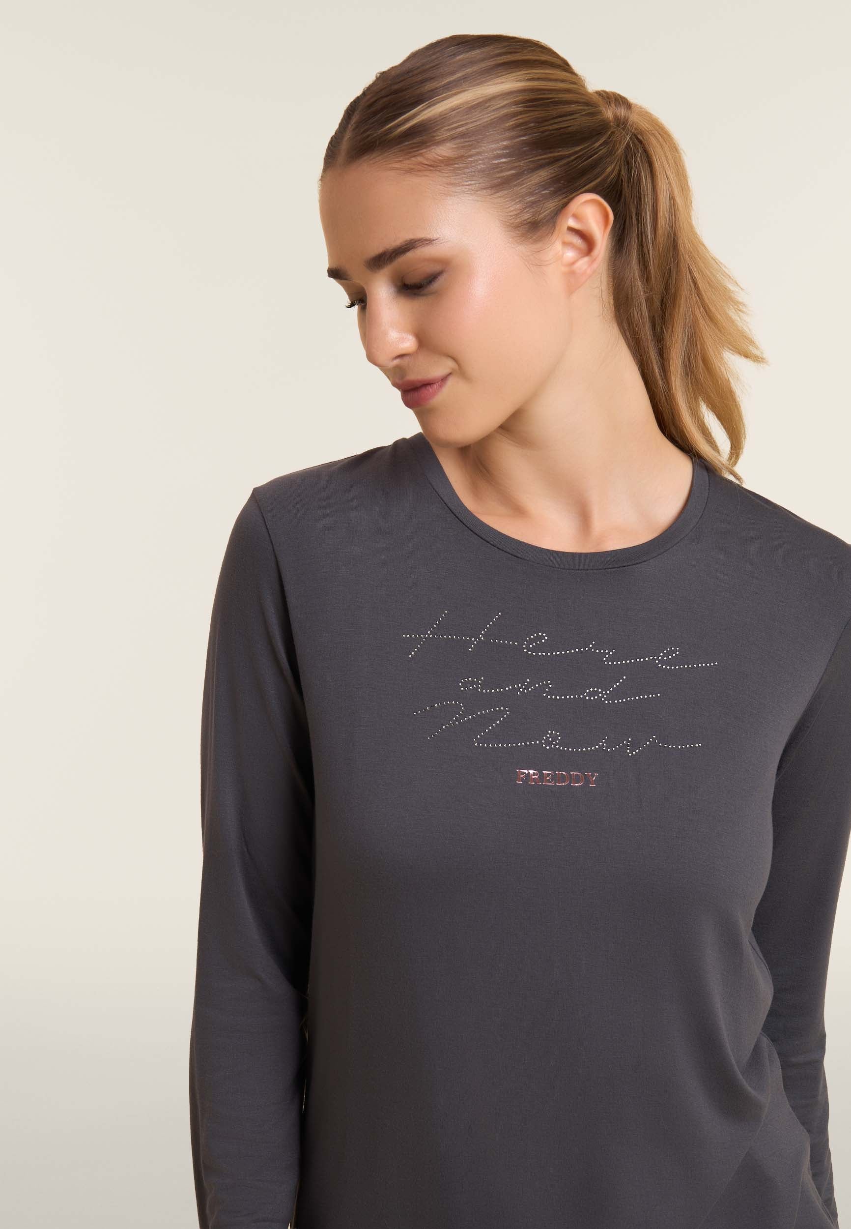 freddy-here-and-now-t-shirt-femme-manches-longues-strass image 4