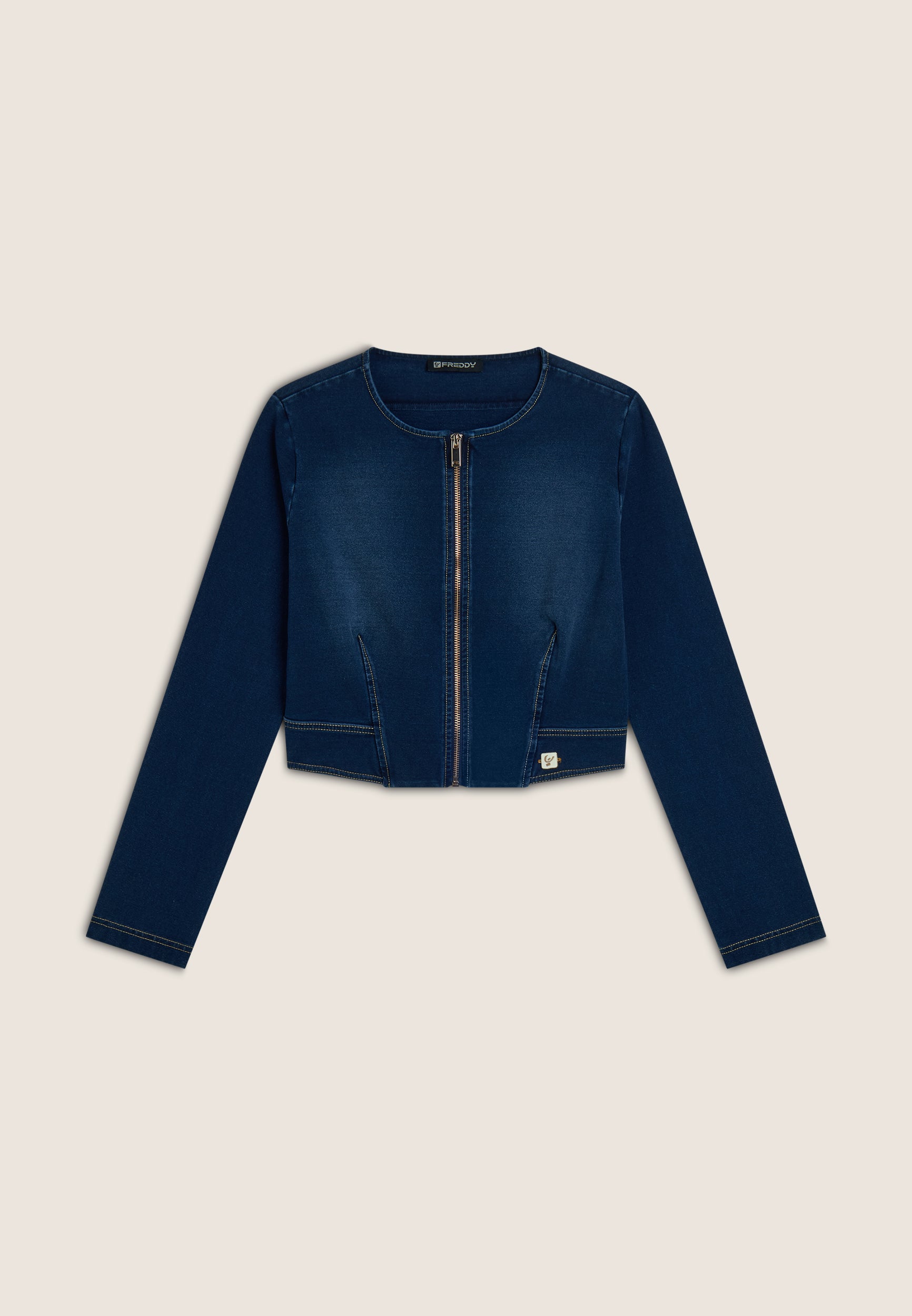 freddy-veste-courte-femme-zip-jersey-effet-denim image 5