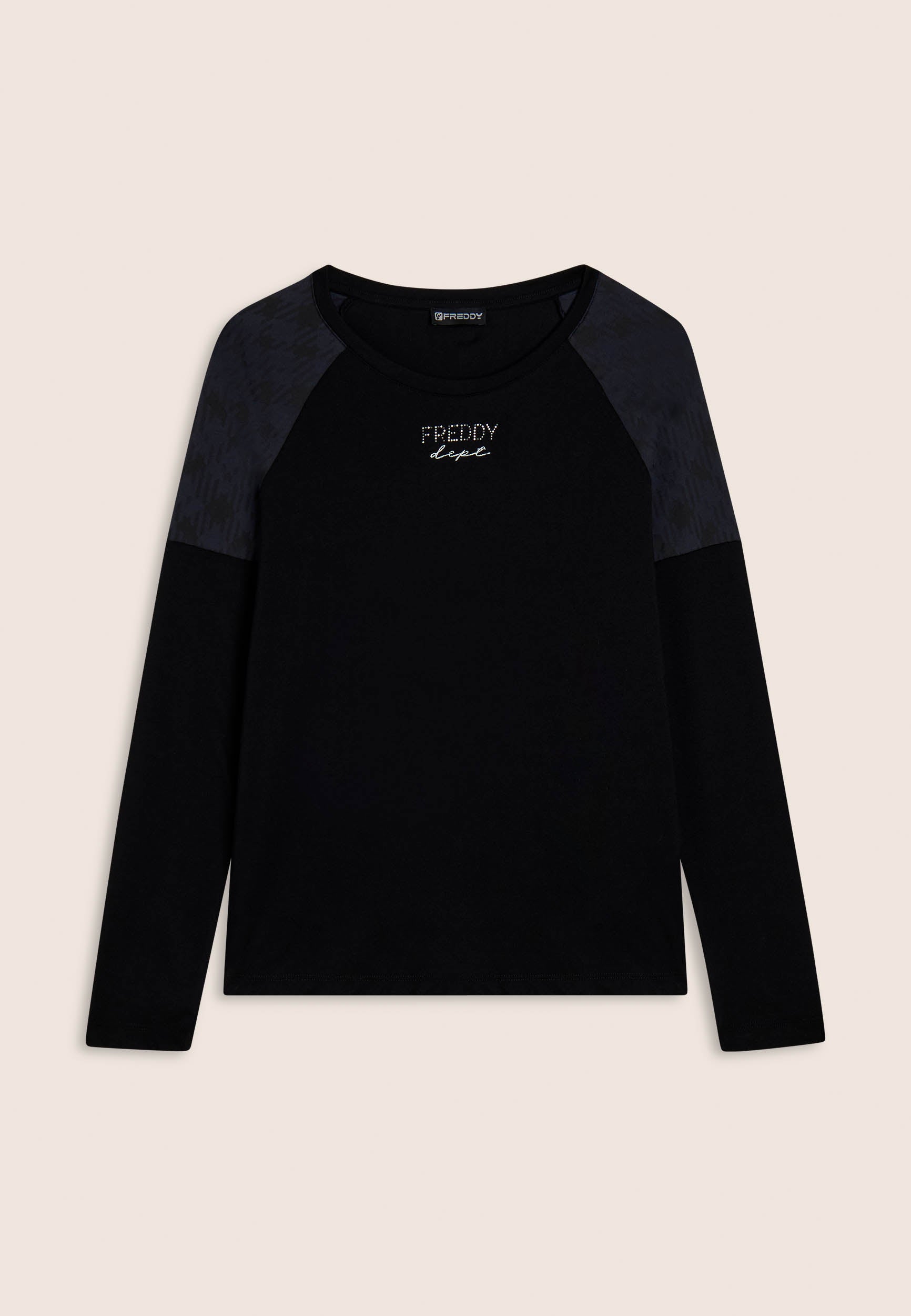 freddy-t-shirt-manches-longues-femme-fond-asym-trique-logo-borchie image 1