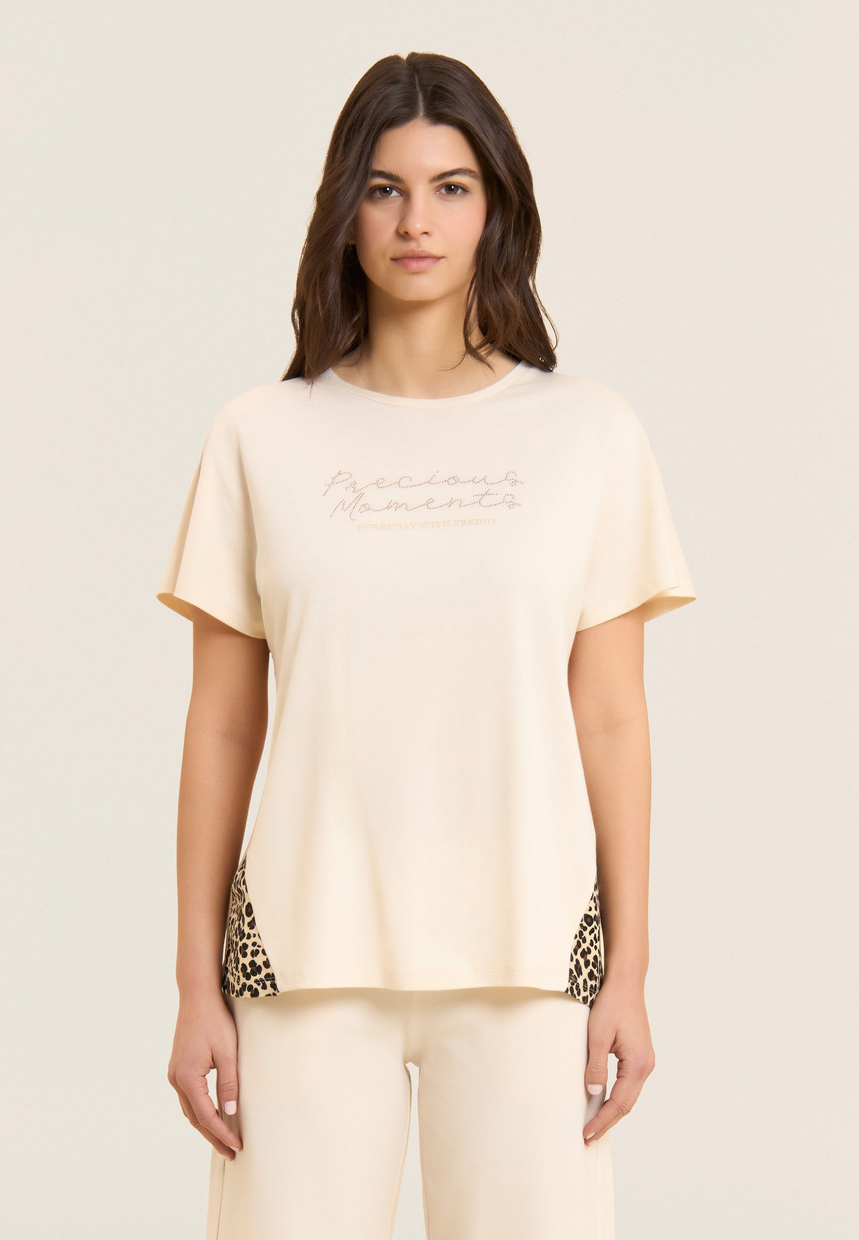 freddy-t-shirt-femme-regular-animalier-clous-or image 1