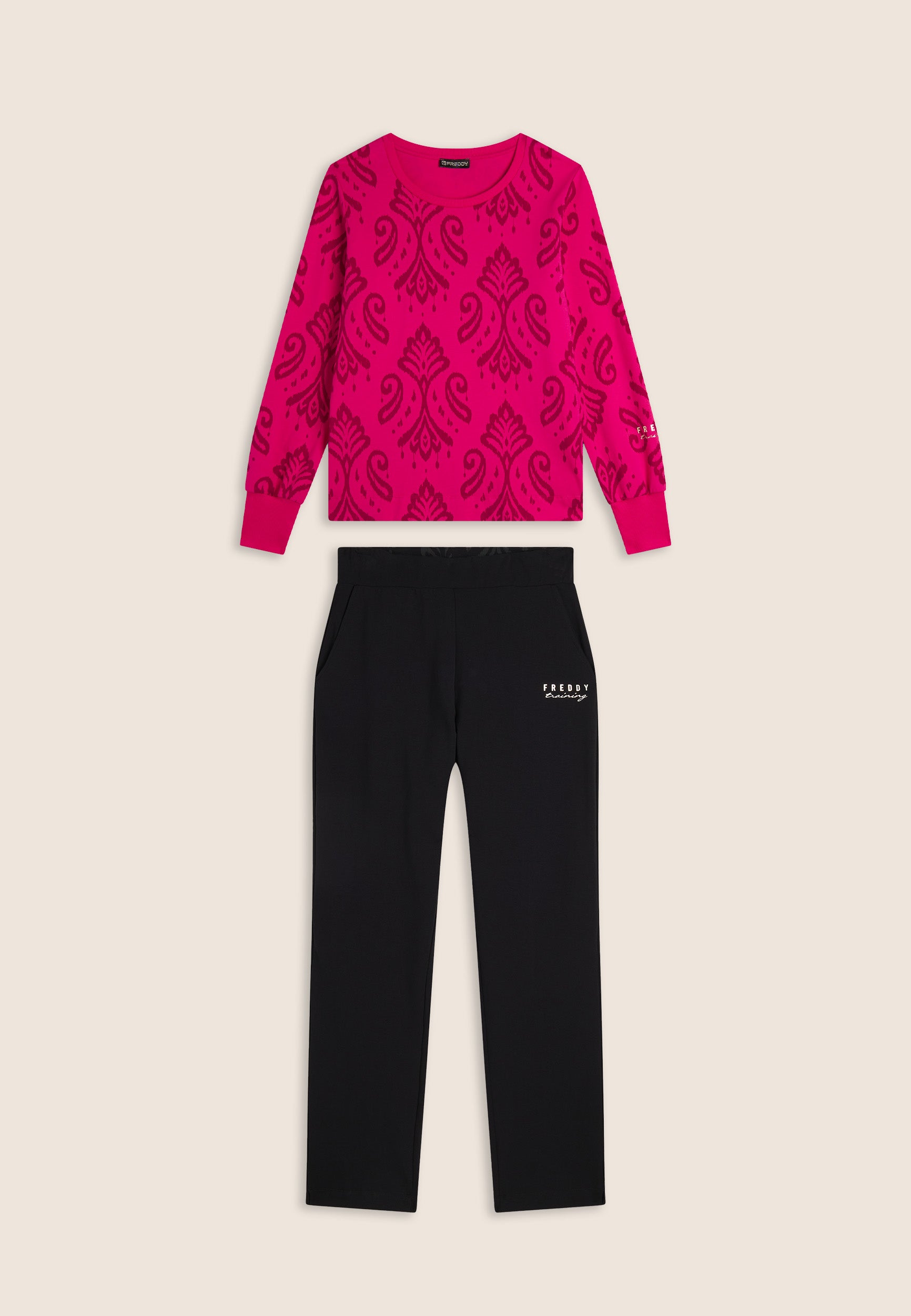 freddy-ensemble-femme-sweat-col-rond-pantalon-jersey-fleuri image 8