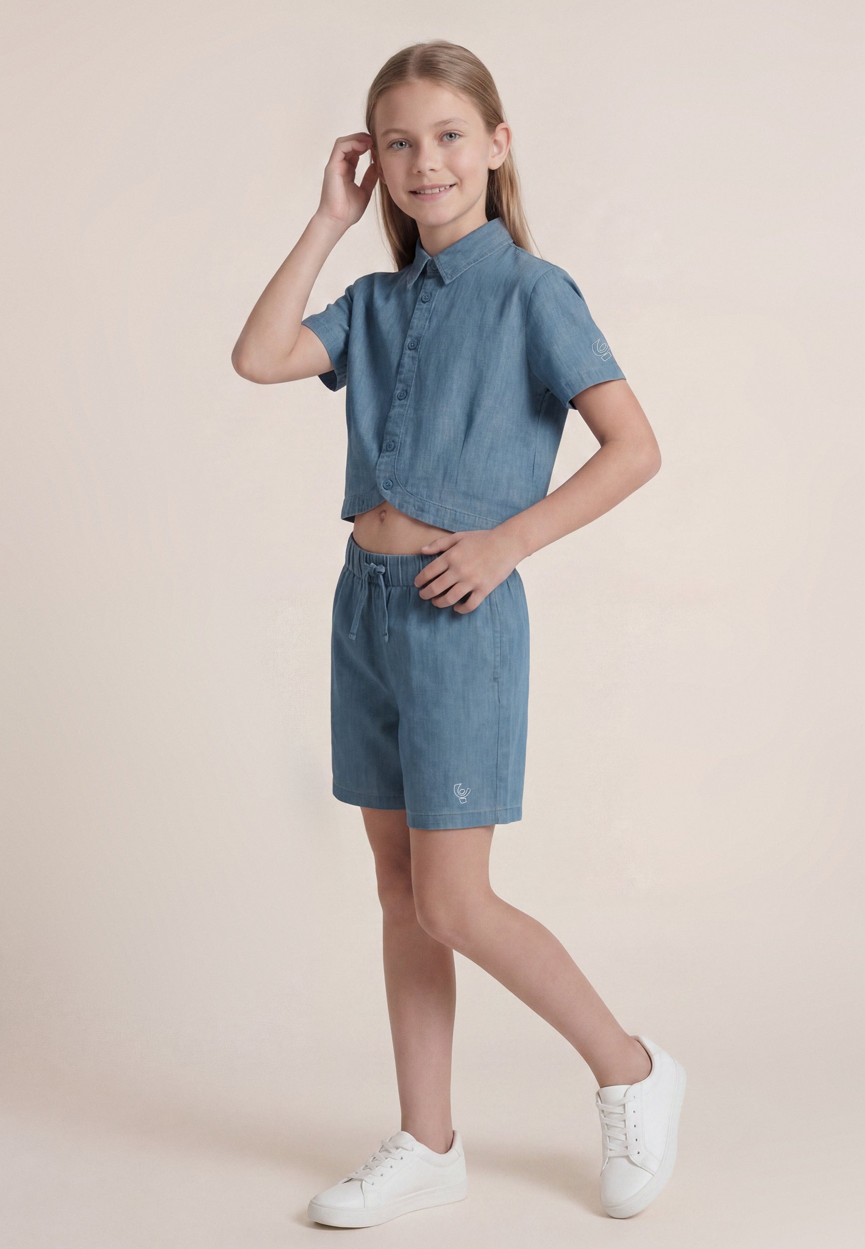 freddy-chemise-cropped-fille-chambray-denim image 2