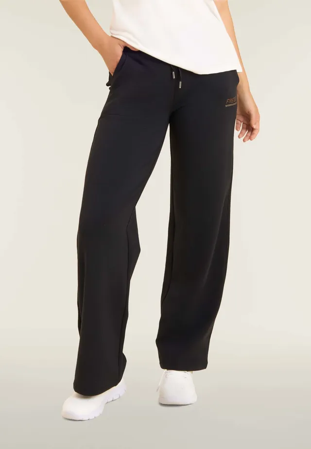 freddy-pantalon-wide-leg-femme-molleton-logo-strass-bicolore image 1