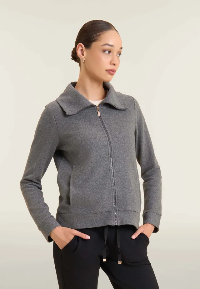 freddy-sweat-femme-full-zip-effet-tricot-col-haut image 1