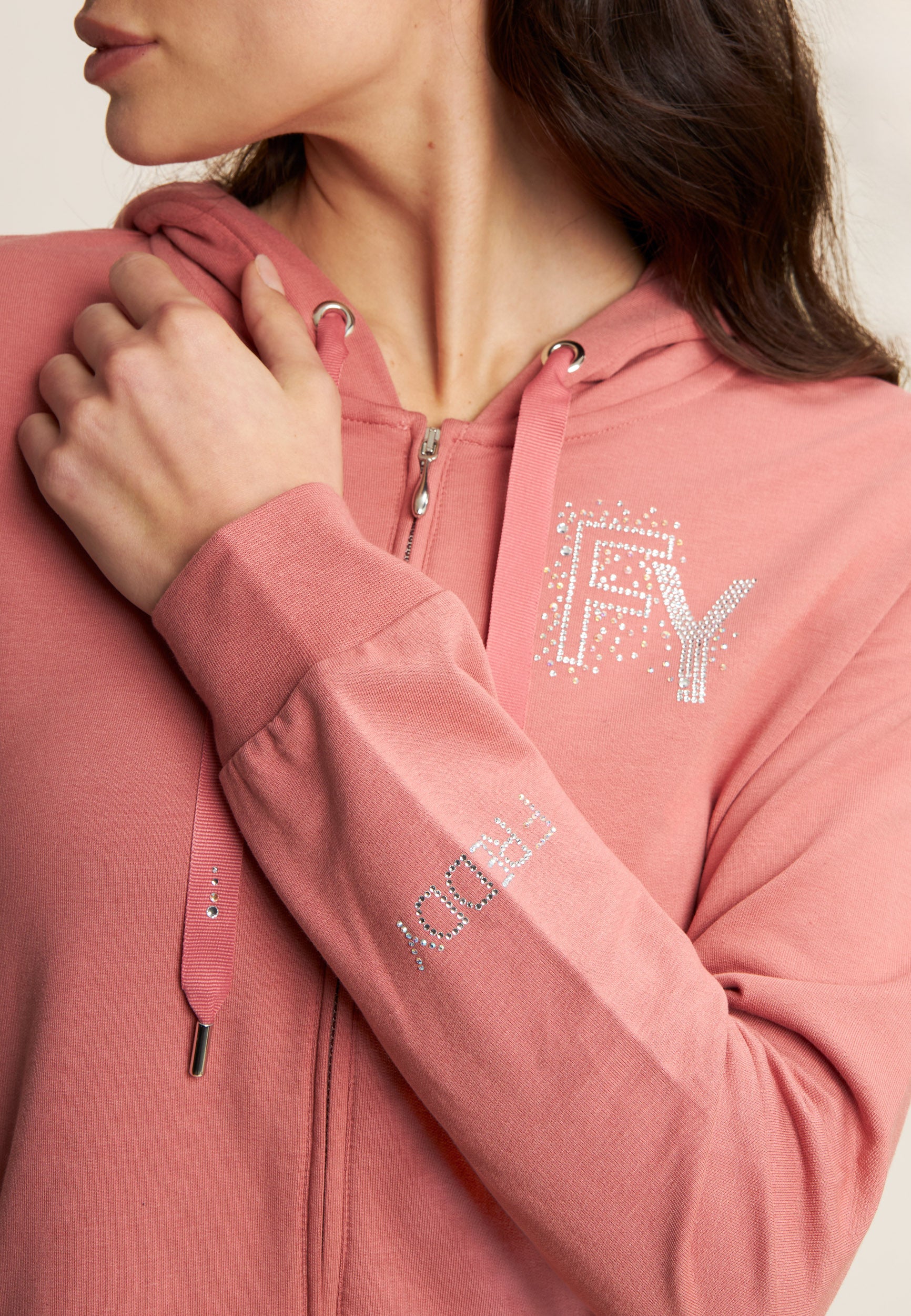 freddy-sweat-femme-capuche-zip-french-terry-modal-logo-strass image 4