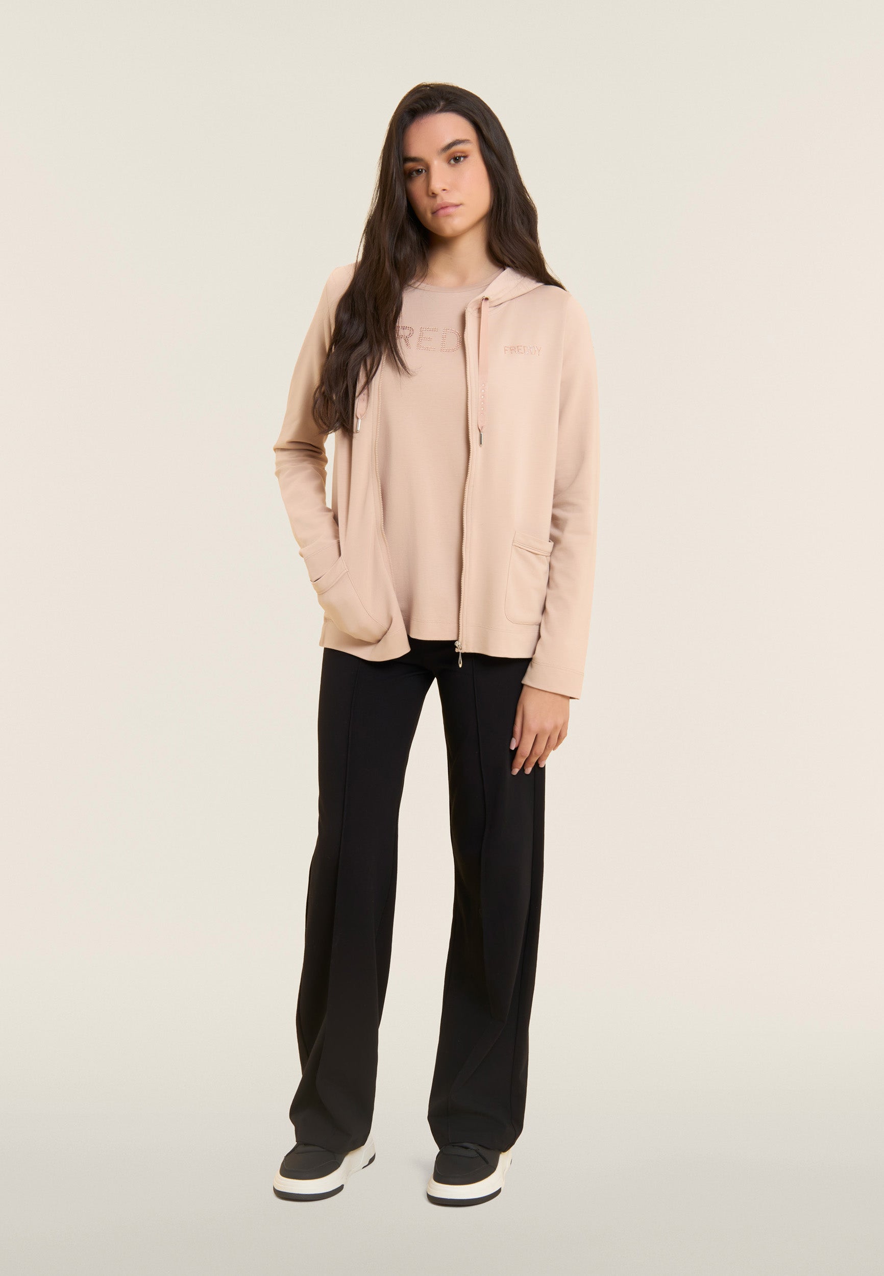 freddy-sweat-zipp-capuche-strass-et-insert-effet-soie image 5
