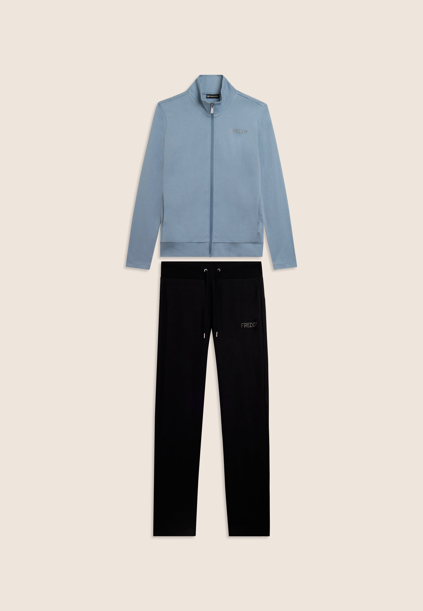freddy-surv-tement-femme-zip-col-montant-interlock-coton-logo-strass image 6