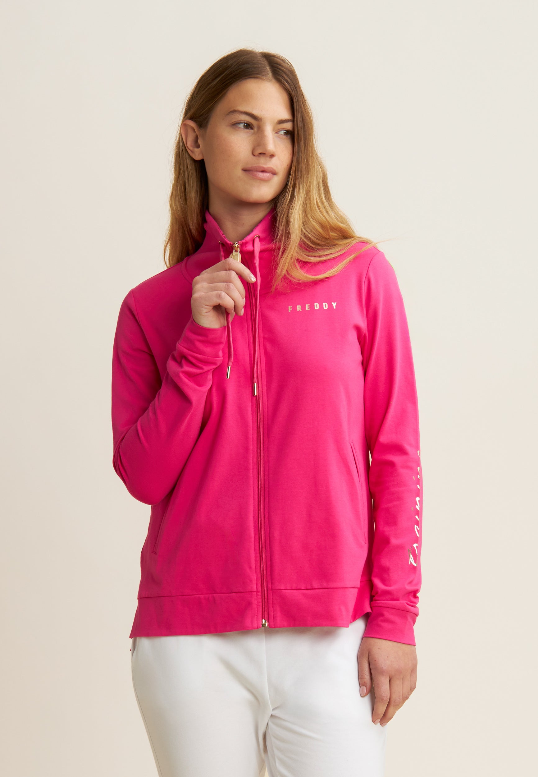 freddy-sweat-zip-col-haut-training-floral-or image 1